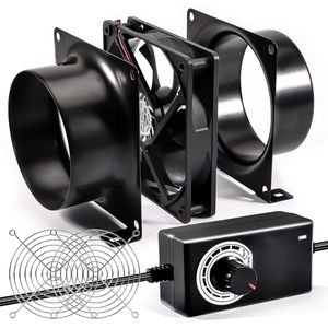 Buisventilator 100 mm DC12 V met snelheidsregelaar - efficiënte afvoerventilator