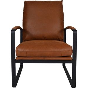 hsm collection eetkamerstoel miami - cognac en zwart - leer