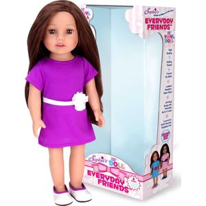 Sophia's by Teamson Kids 45.7 cm Pop met Brunette Haar - Purper Jurk en Zilver Schoenen - Poppen Speelgoed - ""Miley