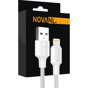 NOVANL Snellaadkabel Geschikt voor iPhone Lightning naar USB A 12W - 0,5 meter - geschikt voor snellader iPhone - Oplader Wit