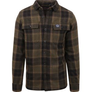 Superdry Wool Miller Overshirt Heren Overhemd - Roderick Check Olive - Maat L
