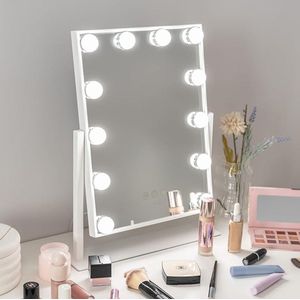 Hollywood Spiegel Met Verlichting - Make-Up Spiegel Met Licht 12 LED, Vanity Mirror 3 Modi, Touch Control, 360 Graden Rotatie