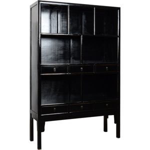 Fine Asianliving Chinese Display Boekenkast Zwart High Gloss B138xD46xH215cm Chinese Meubels Oosterse Kast