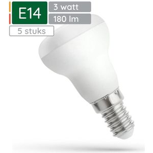 Spectrum LED Reflectorlamp E14 3W - 230V - 180 Lumen - 3000K Warm wit - Gezellig licht - Energiezuinig - 5 stuks