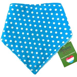 Turquoise hondenhalsdoek met stippen - DIMPLES 60cm XXL hondensjaal hondenbandana met comfortabele drukknopen