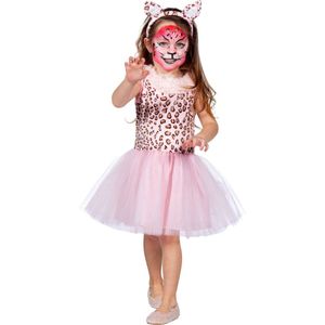 Jurkje Panterprint Roze Meisje - Maat 128