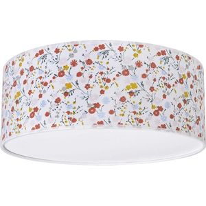 BO Baby's Only - Plafondlamp babykamer - Plafonnière Bloom - Wit met Bloemen - Ø35 cm - 100% katoen - Inclusief pendel - E27 fitting - 13 watt