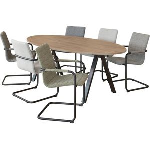 Vergadertafel Victory 220x110cm frame Aluminium (RAL9006) blad Ahorn