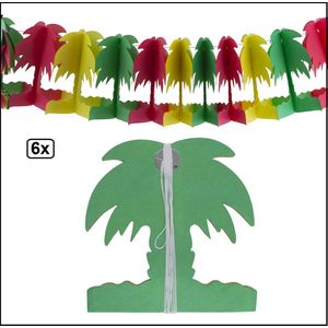 6x Slinger palmboom rood geel groen 600cm - Carnaval tropical thema feest festival hawai palm party