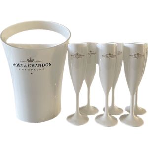 Moët & Chandon Ice Imperial koeler / Ice bucket inclusief 6 witte flute glazen / Luxe Wijnkoeler en Champagneglas 6x