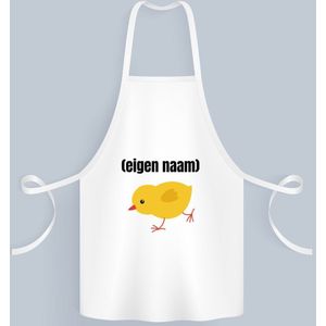 Akyol - kuiken met eigen naam Keukenschort - Kuiken - kuiken liefhebbers - iemand die houdt van kuikens - verjaardag - cadeau - kado - 82 bij 71 cm