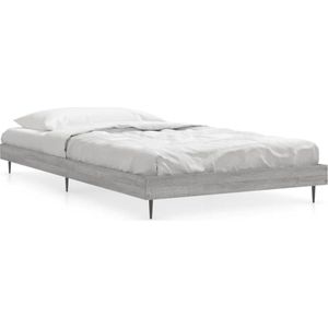 vidaXL - Bedframe - bewerkt - hout - grijs - sonoma - eikenkleurig - 90x200 - cm