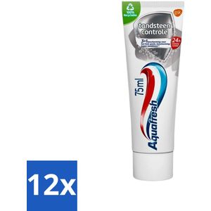 Aquafresh - Tandpasta - Tandsteen Controle - Beschermt Tegen Tandsteen - 75 ml - Voordeelverpakking - 12 stuks