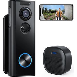 Draadloze Videodeurbel Camera met 1080P HD, Nachtzicht, PIR Bewegingsdetectie, 2-Weg Audio - Werkt met Alexa en Google Home