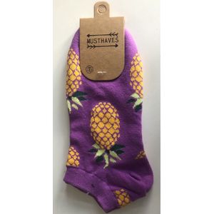 Musthaves - Sneaker sokken - Grappige Sokken - One size - Huissokken - Unisex - Cadeau voor hem/haar - Kleurrijk - Verjaardag - Geschenk - Ananas