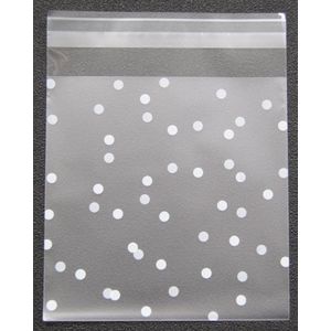 Cellofaanzakjes witte stippen -  Uitdeelzakjes - Cellofaan zakjes 10 x 10 cm 25 stuks - G