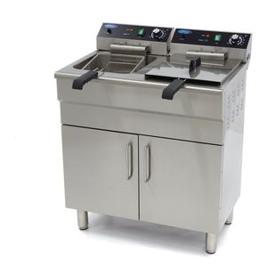 Maxima Frituurpan 2x 16 L 2 Manden met Tapkraan en Opbergruimte 400V Friteuse