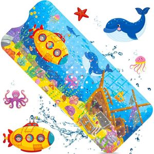 Kinderbadmat 100 x 40 cm - Antislipmat met zuignappen - BPA-vrij & schimmelbestendig