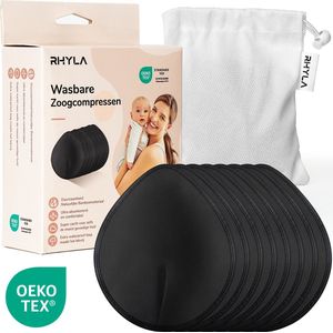 RHYLA Wasbare Bamboe Zoogcompressen - Set van 8 Stuks Pads Inclusief Waszak - Duurzaam OEKO-TEX 100 Borstcompressen - Borstvoeding Pad - Past in alle BH Maten - Tepelhoezen - Tepel Hoes Zoog Compressen