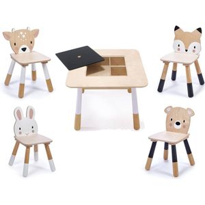 Tender Leaf kinder speel tafel inclusief 4 stoeltjes met dieren 56 x 56 x 44,7 cm