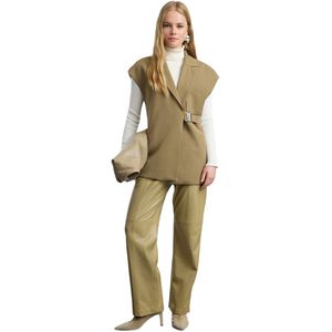 Trendyol Beige Metalen Accessoire Detail Geweven Stoffen Vest Tctaw25Yl00004