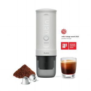 OutIn Nano - draagbare elektrische espressomachine - stijlvol en solide - verwarmt water - capsules & gemalen koffie - 20 bar - draagbare koffiemachine - reis & camping koffiezetapparaat 12 volt