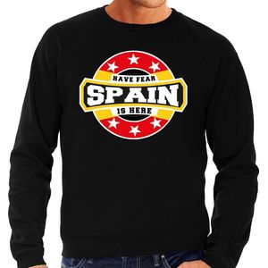 Have fear Spain is here sweater met sterren embleem in de kleuren van de Spaanse vlag - zwart - heren - Spanje supporter / Spaans elftal fan trui / EK / WK / kleding M