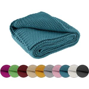 Gebreide deken - 140 x 190 cm - Kleur knuffeldeken - OekoTex Warme zachte deken uit de herfst-/wintercollectie 19/20 - Leuk cadeau voor bijvoorbeeld een kinderdekentje. Kerstmis