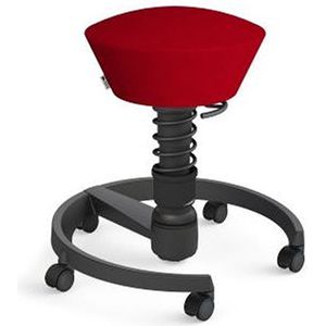 Aeris Swopper - ergonomische bureaukruk - zwart onderstel - rode zitting - zachte wielen - wol - standaard