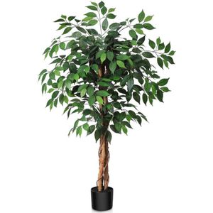Kunstmatige Ficusboom - 120 CM - Realistische Bladeren & Stam - Nepboom In Plastic Kwekerijpot - Faux Ficus Voor Binnen & Buiten - Woonkamer - Kantoor - Boerderijdecoratie - Groen