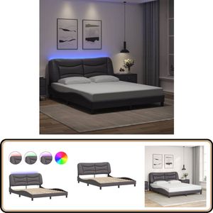 vidaXL Bedframe met LED-verlichting kunstleer grijs 160x200 cm