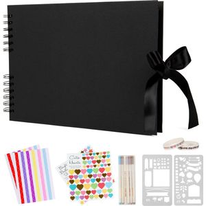 Saaf Scrapbook set - Incl. accessoires - Scrapbooking Plakboek - Fotoboek / Gastenboek - Zwart