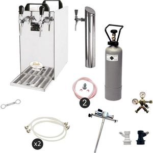 Complete set - Biertap - Kontakt 40 2-kraans droogkoeler, 50 liter/u - Biertap, Beertender, Thuistap, Bierkoeler, Adapter 5 liters, NC Adapter