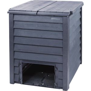 Grote compostbak met houtlook 600 liter - snel composteren en praktische uitlaatkleppen