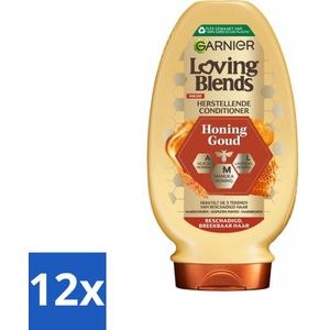 Garnier - Loving Blends - Conditioner - Honing Goud - Beschadigd & Breekbaar Haar - 250 ml - Voordeelverpakking - 12 stuks