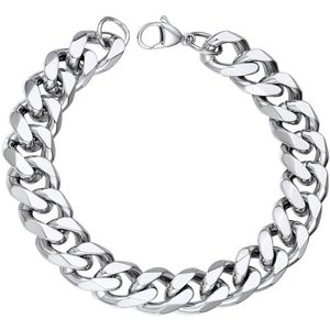 Fako Bijoux® - Schakelarmband Gourmet - Cuban Link - Armband Staal - RVS - 11mm - 22cm - Zilverkleurig