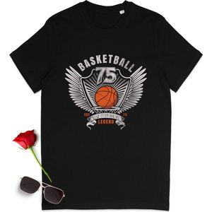 T shirt met basketbal print - Heren en dames tshirt - Unisex maten: S t/m 3XL - Tshirt kleuren: zwart en anthracite.