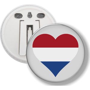 Button Met Clip - Hart Vlag Nederland