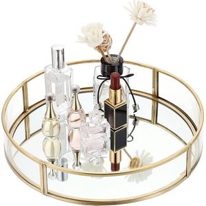 Parfum Plateau - Goud - Rond - Metaal & Glas - 24L x 5B x 24H cm