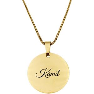 Ketting RVS Met Naam Gravering - Kamil - Goud - Rond