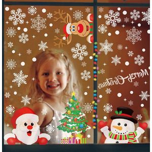 315 STKS Kerst Raam Cling Sticker,10 Vellen Venster Display Leuke Kerstman Sneeuwman Rendier Dubbelzijdig Kerst Venster Decals Herbruikbare Xmas Decoraties voor Home/Winkel/Party (A)