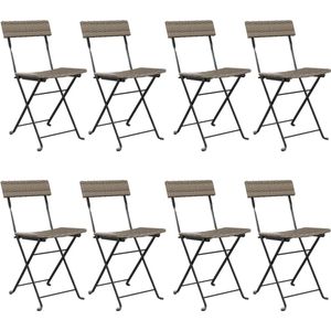 vidaXL Bistrostoelen 8 st inklapbaar grijs Tuinstoel - Bistrostoel - Buitensteun - Poly Ratan - Grijze Tuinstoel