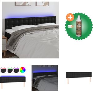 vidaXL Hoofdbord LED 160x5x78/88 cm kunstleer zwart - Bedonderdeel - Inclusief Houtreiniger en verfrisser