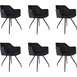 Bronx71® Velvet eetkamerstoel Nelly antraciet - Eetkamerstoelen set van 6