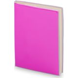 Notitieblokje roze met zachte kaft en plastic hoes 10 x 13 cm - 100x blanco paginas - opschrijfboekjes