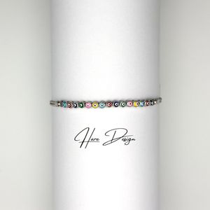 Hare Design Kleurrijke Boze Oog Kralen Armband 925 Sterling Zilveren Armbanden Verstelbare zilveren armband Luxe Sieraden - Accessoires - Liefdes Sieraden - Love Armband - Dames Armband - Valentijnsdag - Geschenk - Moedersdag - Edelsteen - Speciale D