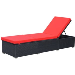 vidaXL Lounge Stoel - Ligbed - Ligbed met kussen poly rattan zwart - Tuinset - Outdoor Furniture - Patio Set