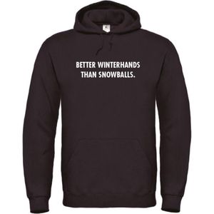 Wintersport hoodie zwart M - Better winterhands than snowballs - wit - soBAD. | Foute apres ski outfit | kleding | verkleedkleren | wintersporttruien | wintersport dames en heren