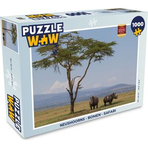Puzzel Neushoorns - Bomen - Safari - Legpuzzel - Puzzel 1000 stukjes volwassenen