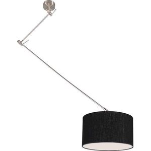 QAZQA blitz - Moderne Verstelbare hanglamp voor boven de eettafel | in eetkamer - 1 lichts - L 1000 mm - Zwart - Woonkamer | Slaapkamer | Keuken